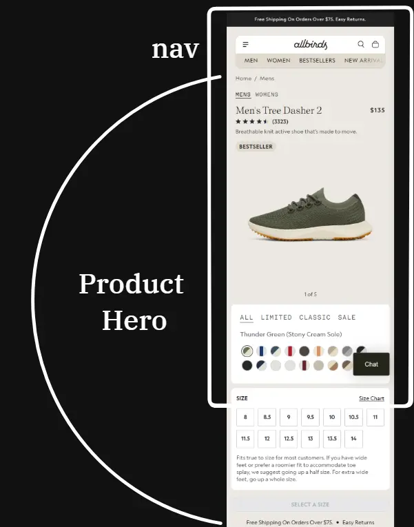 Product Detail Page Hero - Allbirds